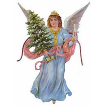 Large Angel with Tree Paper Scrap Garland ~ England